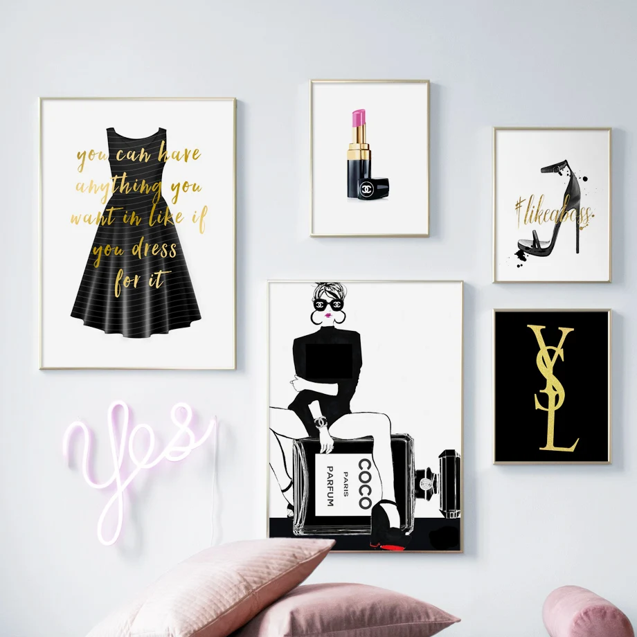 Fashion Girl Perfume Skirt Lipstick Wall Art Canvas Painting Salon Nordic Posters And Prints Wall Pictures For Living Room Decor
Fashion Girl Perfume Skirt Lipstick Wall Art Canvas Painting Salon Nordic Posters And Prints Wall Pictures For Living Room Decor