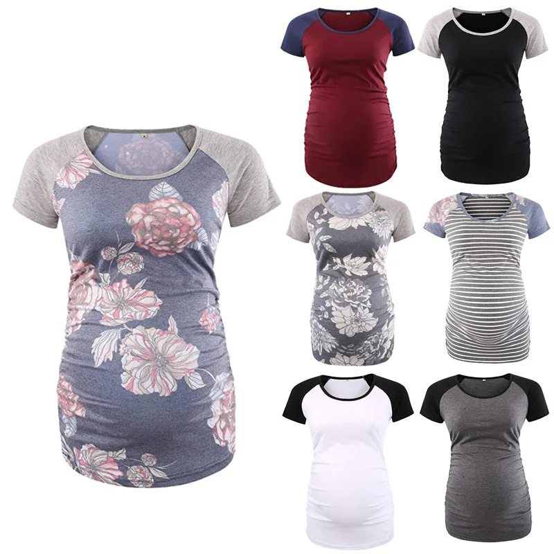 Women's Maternity T-shirt Short Sleeve Flower Printing Patchwork Striped Pregnant Tshirt Blouses Summer Women Pregnancy Tops Tee
Women's Maternity T-shirt Short Sleeve Flower Printing Patchwork Striped Pregnant Tshirt Blouses Summer Women Pregnancy Tops Tee