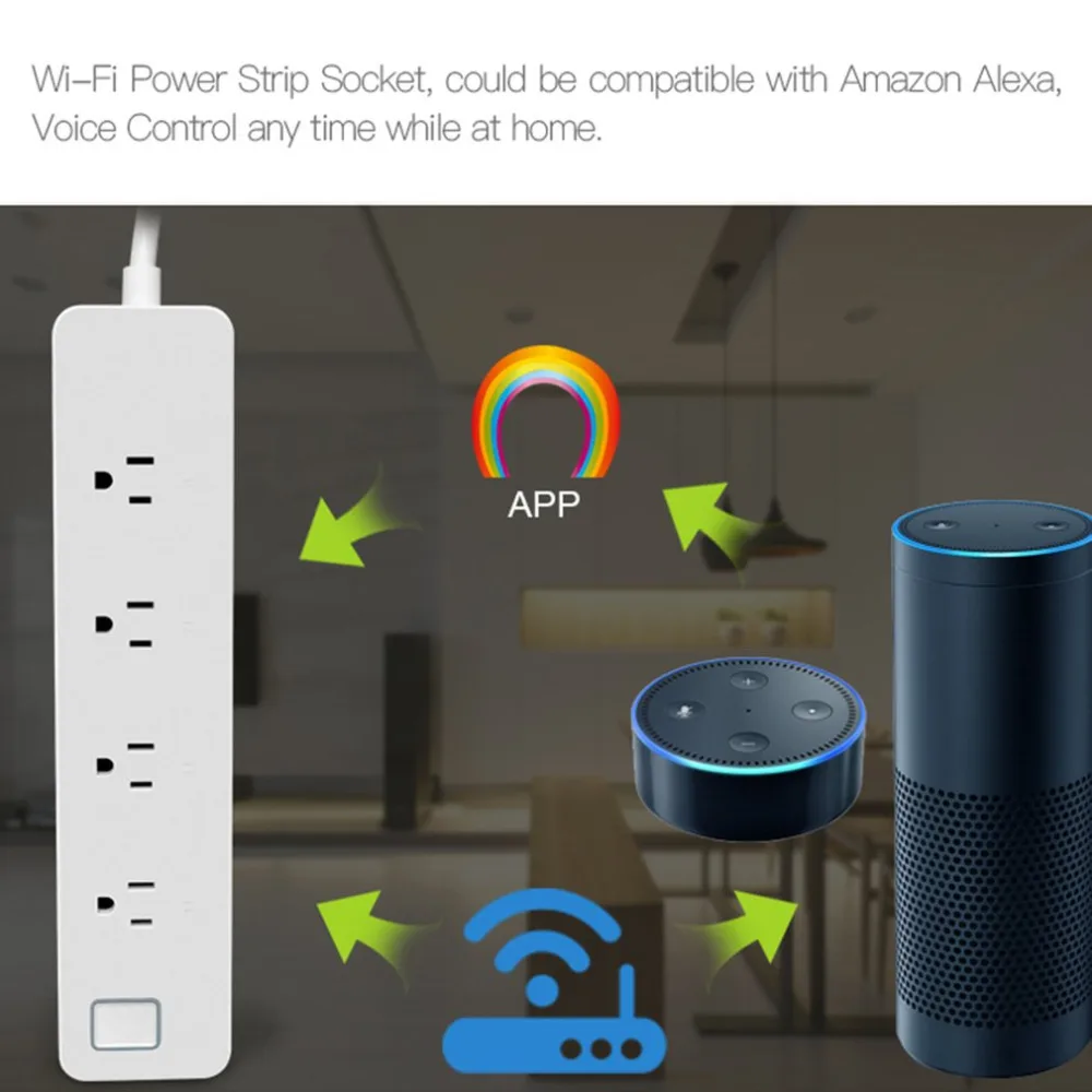 Portable Size Smart Power Strip Intelligent 4 Ports Plug Socket WiFi Wireless Remote Power on/off for Smartphone 2000W
Portable Size Smart Power Strip Intelligent 4 Ports Plug Socket WiFi Wireless Remote Power on/off for Smartphone 2000W