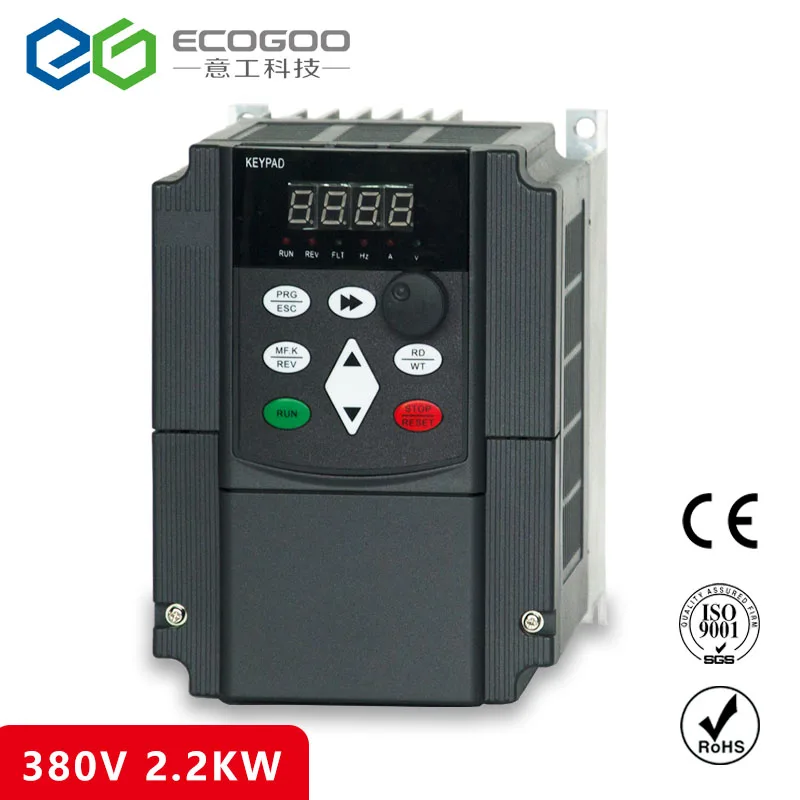 

Ecogoo vector control inverter 2.2kw 380v 5A 50Hz 60Hz 400Hz variable frequency driver free shipping