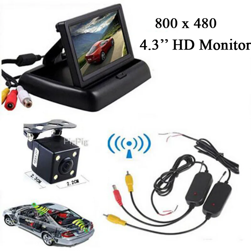 Wireless video transmitter and receiver 4 LED Car Rearview Backup Camera + 4.3" parking camera mirror CAR MONITOR Parking
Wireless video transmitter and receiver 4 LED Car Rearview Backup Camera + 4.3" parking camera mirror CAR MONITOR Parking
