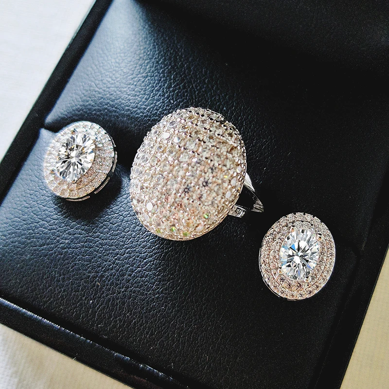925 Sterling Silver Jewelry set halo Engagement ring round stud earring for Wedding christmas Valentine's Day gift party J5342
925 Sterling Silver Jewelry set halo Engagement ring round stud earring for Wedding christmas Valentine's Day gift party J5342