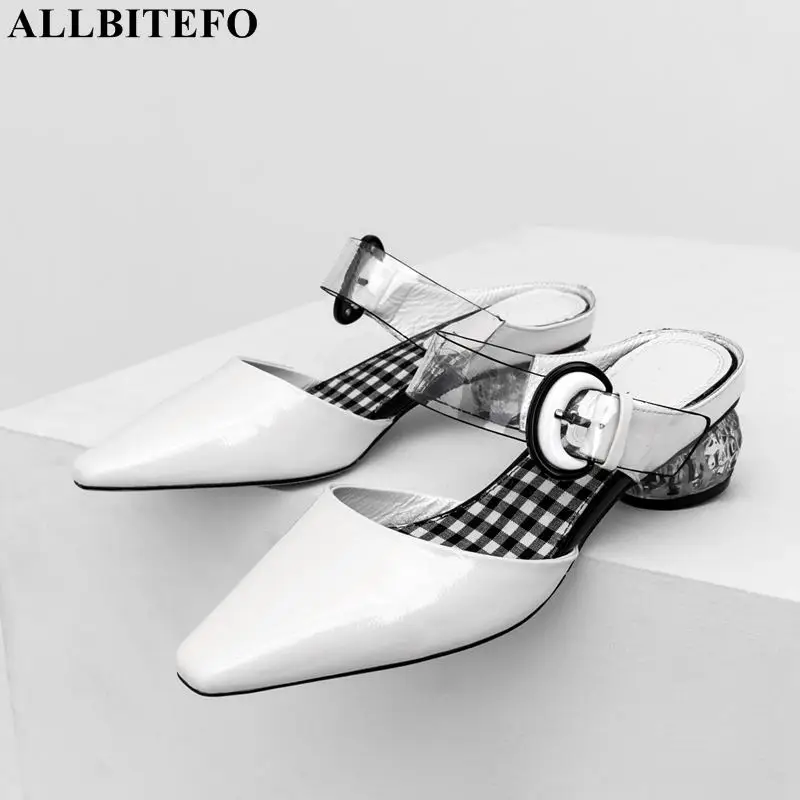ALLBITEFO crystal heel genuine leather pointed toe high heels women sandals fashion buckle women high heel shoes women slippers
ALLBITEFO crystal heel genuine leather pointed toe high heels women sandals fashion buckle women high heel shoes women slippers