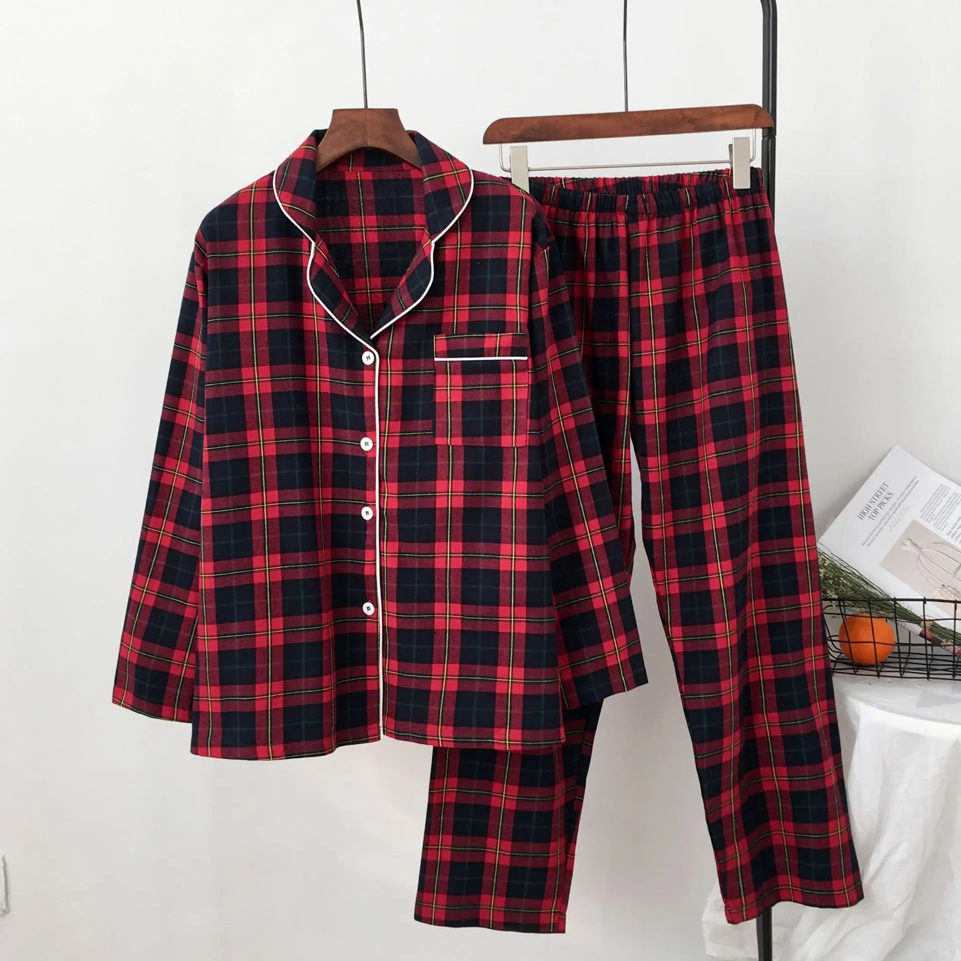 Spring New Turn Down Women Sleepwear Cotton Home Clothing Casual Ladies Plaid Long Sleeve Nightwear Pajamas Pyjamas Suit Lounge
Spring New Turn Down Women Sleepwear Cotton Home Clothing Casual Ladies Plaid Long Sleeve Nightwear Pajamas Pyjamas Suit Lounge