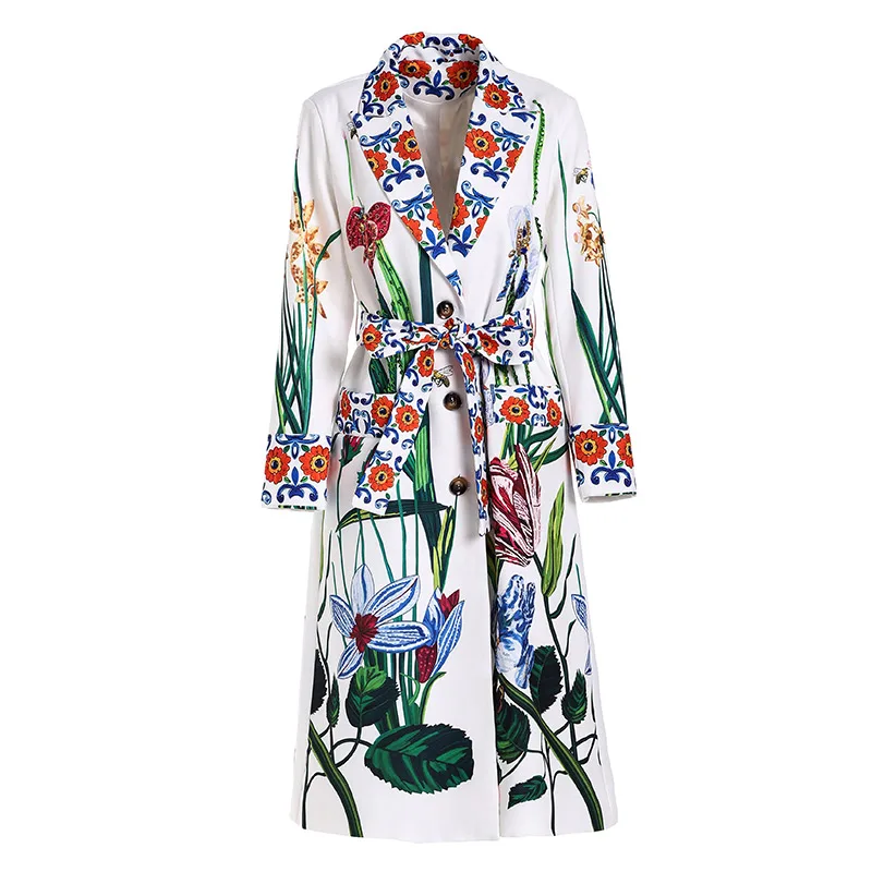 High Quality Runway Designer Trench Coat For Women Autumn/Fall Fashion Elegant Beading Long Sleeve Floral Printed Long Coat
High Quality Runway Designer Trench Coat For Women Autumn/Fall Fashion Elegant Beading Long Sleeve Floral Printed Long Coat