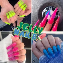 Gelatina uñas Jellies vidrio caramelo uñas verano atributo translúcido color de neón UV Gel de uñas remojo del esmalte de Gel 8ml(China)