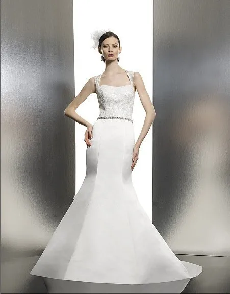 flattering mermaid rich satin lace bodice features soft sweetheart open back Swarovski encrusted sash wedding gown bridal dress
flattering mermaid rich satin lace bodice features soft sweetheart open back Swarovski encrusted sash wedding gown bridal dress