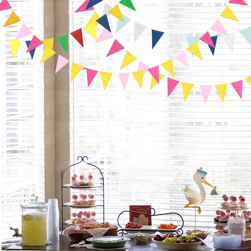 3meters 14*9.3cm Colorful Flag Garland Glitter Bunting Paper Banner Pennant for Home DIY Event Party Wedding Decor Supply
3meters 14*9.3cm Colorful Flag Garland Glitter Bunting Paper Banner Pennant for Home DIY Event Party Wedding Decor Supply