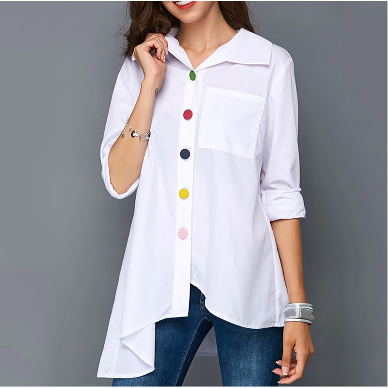 Irregular Thin Women Office Lady Shirt Top Plus Size Colorful Button White Long Sleeve Feminine Blouses Tops Summer Lady Shirts
Irregular Thin Women Office Lady Shirt Top Plus Size Colorful Button White Long Sleeve Feminine Blouses Tops Summer Lady Shirts