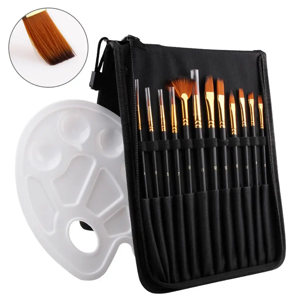 12Pcs Paintbrush Watercolor Gouache Oil Painting Brush Pen with Palette Bag
12Pcs Paintbrush Watercolor Gouache Oil Painting Brush Pen with Palette Bag