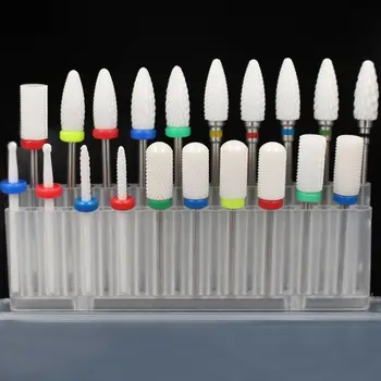 20 Type White Ceramic Nail Drill Bits Milling Cutter For Electric Drill Manicure Machine Accessory Remove Gel Varnish Cuticle