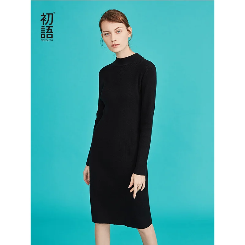 Toyouth Slim Thin Knitted Dresses Vintage Black White Autumn Turtleneck Long Sleeve Dress All-Match Women Bodycon Vestidos
Toyouth Slim Thin Knitted Dresses Vintage Black White Autumn Turtleneck Long Sleeve Dress All-Match Women Bodycon Vestidos