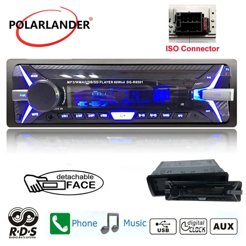 

3.5 Inch Detachable Panel AM FM TF/USB Aux-In In-Dash RDS+ 1 Din Car Audio Radio 12V MP3 Player Stereo Bluetooth Hands-Free Call