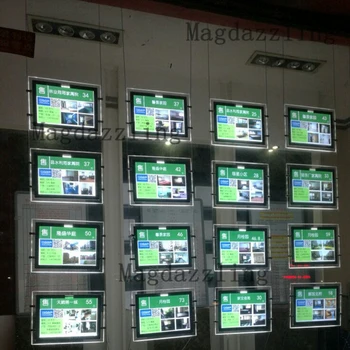 16 Units 1 Side Cable Wire Hanging Acrylic Frame LED Illuminated Panel Advertising Light Boxes for Real Estate Agent 
16 Units 1 Side Cable Wire Hanging Acrylic Frame LED Illuminated Panel Advertising Light Boxes for Real Estate Agent