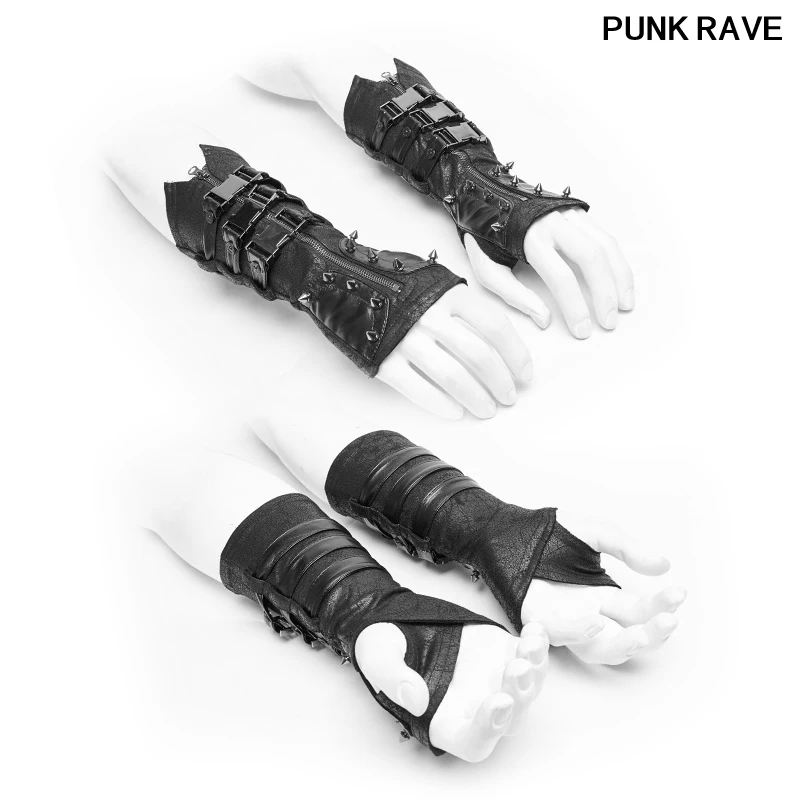 

Steampunk Rock Metal rivets bandage Fingerless Men Gloves Military Gothic Motocycle Gloves Cosplay One Pair Punk Rave WS-278SSM