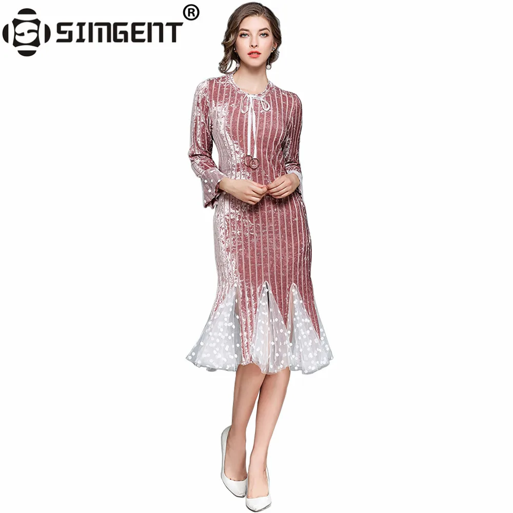 Simgent Woman Dress Velvet Women Spring Patchwork Polka Dot Stripe Trumpet Dress Vestidos Pinup Robe Femme Kleider Damen SG71122
Simgent Woman Dress Velvet Women Spring Patchwork Polka Dot Stripe Trumpet Dress Vestidos Pinup Robe Femme Kleider Damen SG71122