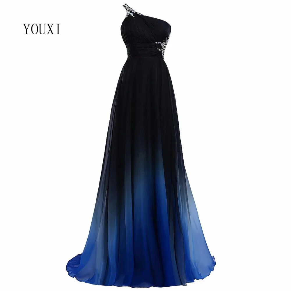 Sexy Criss-Cross Back One Shoulder Ombre Blue Black Red Chiffon Long Prom Dresses 2018 Real Photos Formal Party Gowns
Sexy Criss-Cross Back One Shoulder Ombre Blue Black Red Chiffon Long Prom Dresses 2018 Real Photos Formal Party Gowns