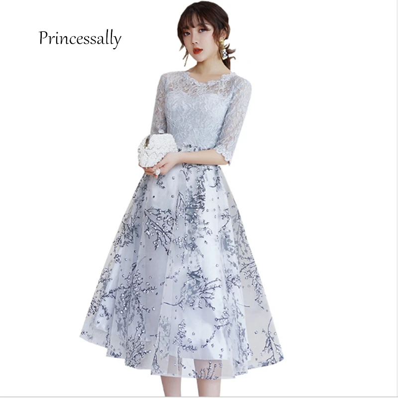 New Cocktail Dress Tea Length Lace Half Sleeve Flower Print Elegant Formal Homecoming Graduation Birthday Gown For Women
New Cocktail Dress Tea Length Lace Half Sleeve Flower Print Elegant Formal Homecoming Graduation Birthday Gown For Women