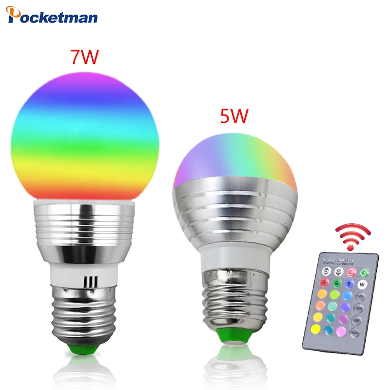 5W 7W E27 RGB LED Light Bulb for Home Cool/Warm White Dimmable Lamp with Remote Control Timing Function DC 85-265V Bar Party
5W 7W E27 RGB LED Light Bulb for Home Cool/Warm White Dimmable Lamp with Remote Control Timing Function DC 85-265V Bar Party