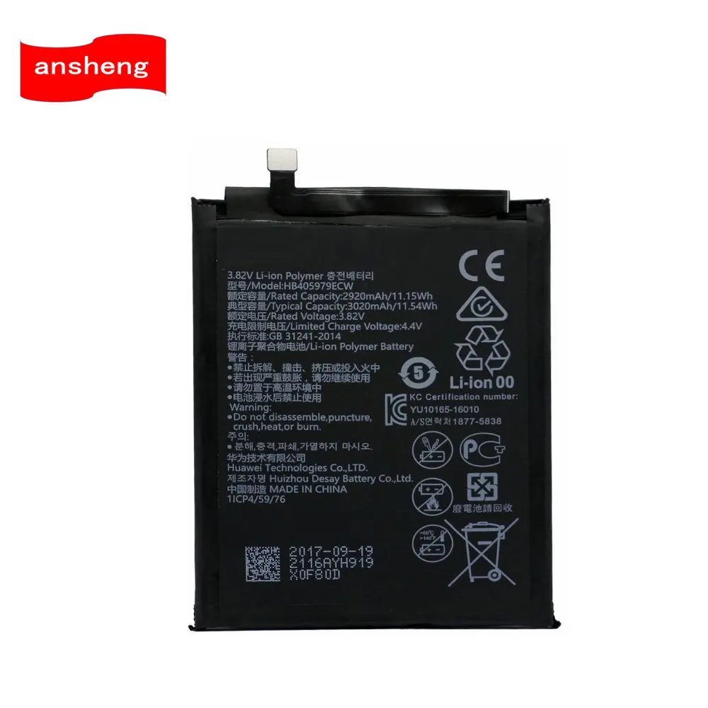 NEW Original 2920mAh HB405979ECW battery for Huawei NOVA CAZ-AL10 CAZ-TL00 Enjoy 6S Honor 6C Smartphone
NEW Original 2920mAh HB405979ECW battery for Huawei NOVA CAZ-AL10 CAZ-TL00 Enjoy 6S Honor 6C Smartphone