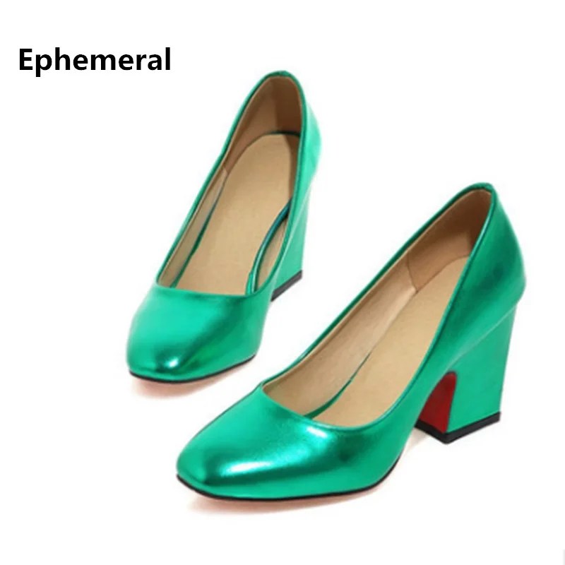 Lady Elegant Plain big size 3 12 High quality PU Square toe thick heels women Office shoes Pumps Mujer Gold Silver Green Slip-on
Lady Elegant Plain big size 3 12 High quality PU Square toe thick heels women Office shoes Pumps Mujer Gold Silver Green Slip-on