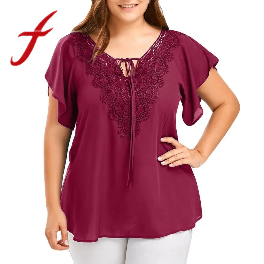 Feitong Fashion Womens Blouses Plus Size Causal V Neck Curve Appeal Lace Bandage Shirt Blouse Short Sleeve Tops blusas feminina
Feitong Fashion Womens Blouses Plus Size Causal V Neck Curve Appeal Lace Bandage Shirt Blouse Short Sleeve Tops blusas feminina