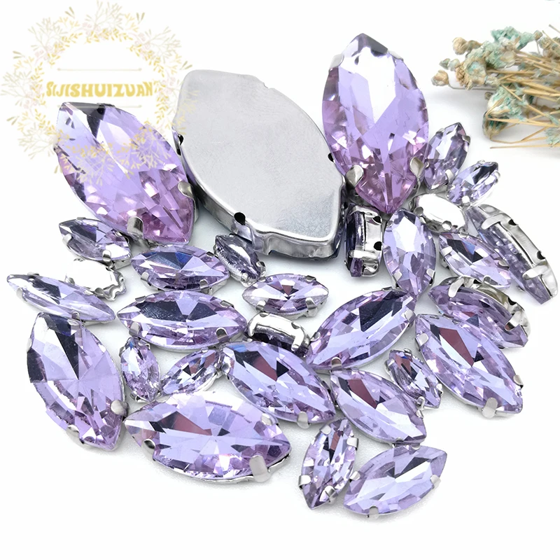 Popular!! MIX Crystal violet Horse eye Size Crystal Glass Sew-on Rhinestones Silver Bottom DIY Women's Dresses and shoes 30pcs
Popular!! MIX Crystal violet Horse eye Size Crystal Glass Sew-on Rhinestones Silver Bottom DIY Women's Dresses and shoes 30pcs