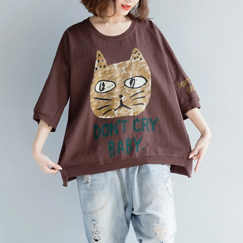 Johnature Summer New O-Neck Solid Color Tops 2019 Women Half Sleeve Animal Print Irregular Loose 3 Color Casual T-Shirts
Johnature Summer New O-Neck Solid Color Tops 2019 Women Half Sleeve Animal Print Irregular Loose 3 Color Casual T-Shirts