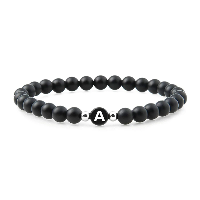 A-Z Letters Couple Bracelets with Natural Stones Beaded Bracelet