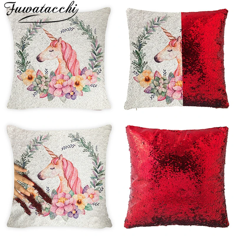 Fuwatacchi Pink Cute Unicorn Mermaid Sequins Cushion Cover Reversible Color Changing Pillowcase For Car Sofa Decor Pillowcases
Fuwatacchi Pink Cute Unicorn Mermaid Sequins Cushion Cover Reversible Color Changing Pillowcase For Car Sofa Decor Pillowcases