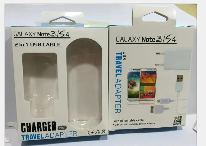 Комплекты зарядных устройств 2 в 1 розничная упаковка для Samsung S4 зарядное