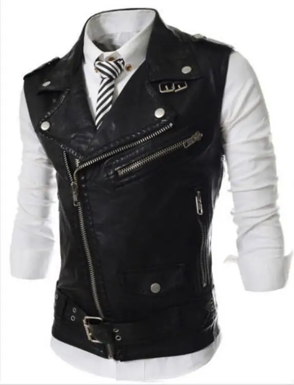 Punk Fashion Sleeveless Pu Leather Waistcoat Men High quality Motorcycle Vest Men Slim Fit
Punk Fashion Sleeveless Pu Leather Waistcoat Men High quality Motorcycle Vest Men Slim Fit