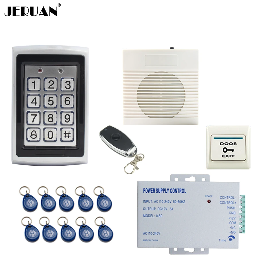 JERUAN Metal Waterproof Backlight button RFID Password Access Controller system kit+doorbell+Remote control+Free shipping
JERUAN Metal Waterproof Backlight button RFID Password Access Controller system kit+doorbell+Remote control+Free shipping