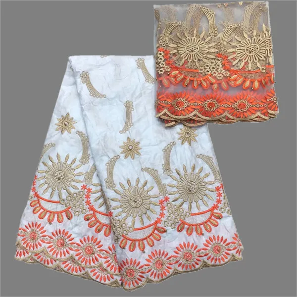 (5+2) Latest African bazin riche lace fabric matching with 2yards French net lace material for sewing IKBN9
(5+2) Latest African bazin riche lace fabric matching with 2yards French net lace material for sewing IKBN9