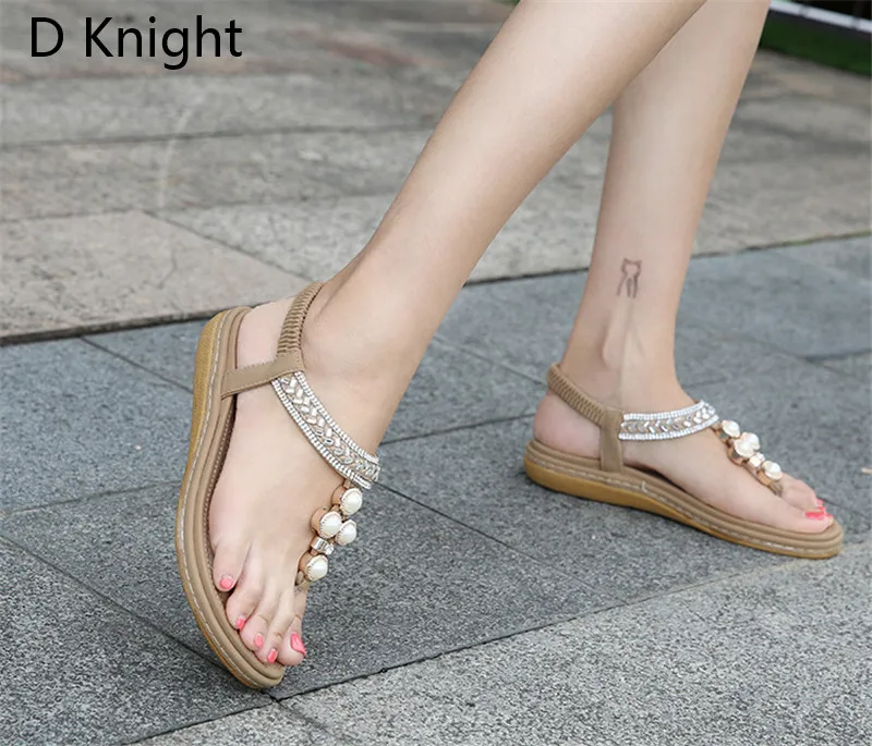 Tong Femme Summer Shoes Women Bohemia Ethnic Flip Flops Soft Flat Sandals Woman Casual Comfortable Plus Size Black Sandals 35-43 (5)