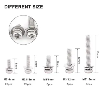 160 pcs M2 M2.5 M3 M4 M5 304 Stainless Steel Pan Head Screws Nuts Assortment Kit with Storage Box 10 Kind of Small Screws Nuts
160 pcs M2 M2.5 M3 M4 M5 304 Stainless Steel Pan Head Screws Nuts Assortment Kit with Storage Box 10 Kind of Small Screws Nuts