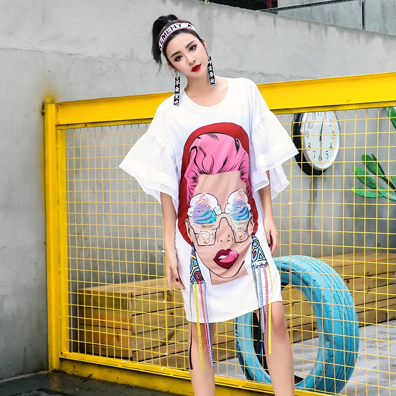 Plus Size Summer Dress Women 2019 Trendy Tassel Earrings Sequins Eyes Print Puff Sleeve Casual loose robe femme t shirt dress
Plus Size Summer Dress Women 2019 Trendy Tassel Earrings Sequins Eyes Print Puff Sleeve Casual loose robe femme t shirt dress