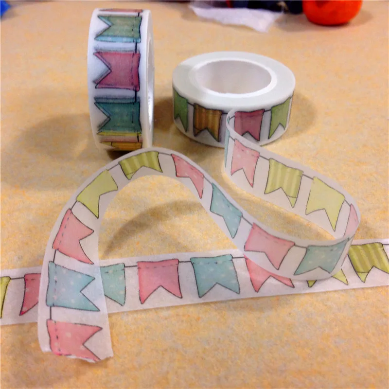 1.5CM Wide Colorful Flags Washi Tape Scrapbooking Decorative Paper Tape Japanese Style Masking Tape Adhesivos for Kids
1.5CM Wide Colorful Flags Washi Tape Scrapbooking Decorative Paper Tape Japanese Style Masking Tape Adhesivos for Kids