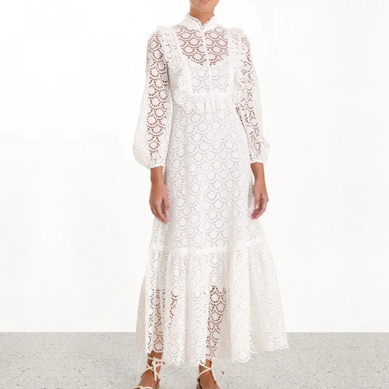 2019 Runway Designer Vintage Woman Maxi Dress High Waist Ruffles Patchwork Hollow Out Woman White Dress Holiday Vacation Vestido
2019 Runway Designer Vintage Woman Maxi Dress High Waist Ruffles Patchwork Hollow Out Woman White Dress Holiday Vacation Vestido