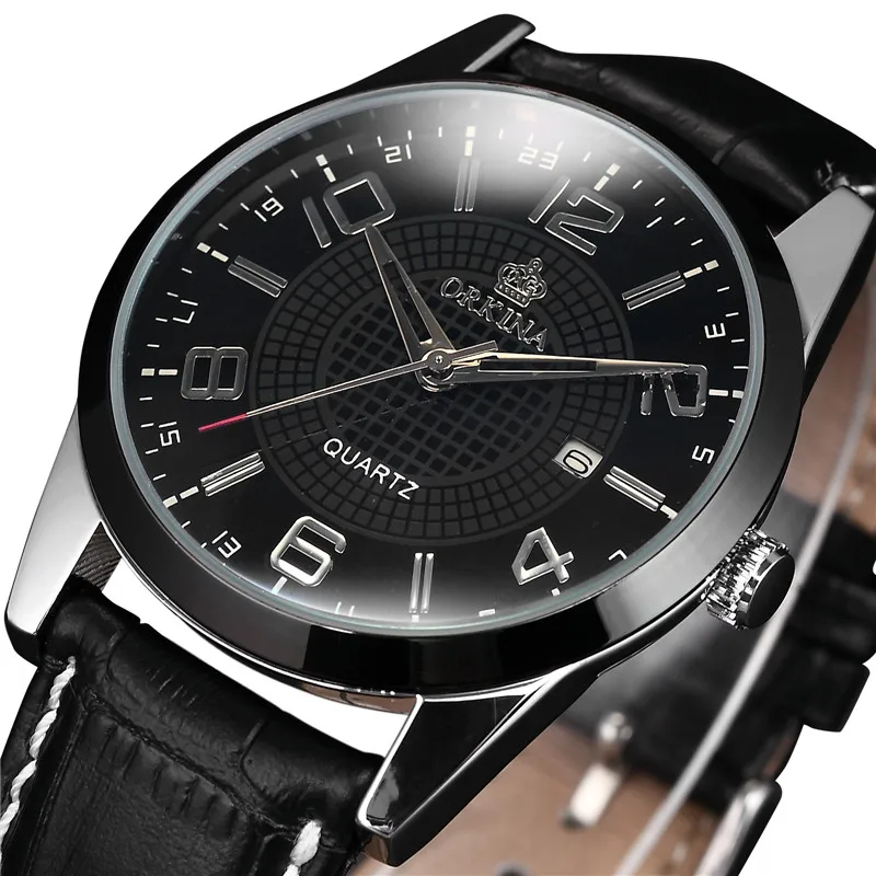 Clock Men MG. ORKINA Big Dial Black Leather Strap Auto Date Display Japan Made Quartz Movement Men's Watch Kol Saati
Clock Men MG. ORKINA Big Dial Black Leather Strap Auto Date Display Japan Made Quartz Movement Men's Watch Kol Saati