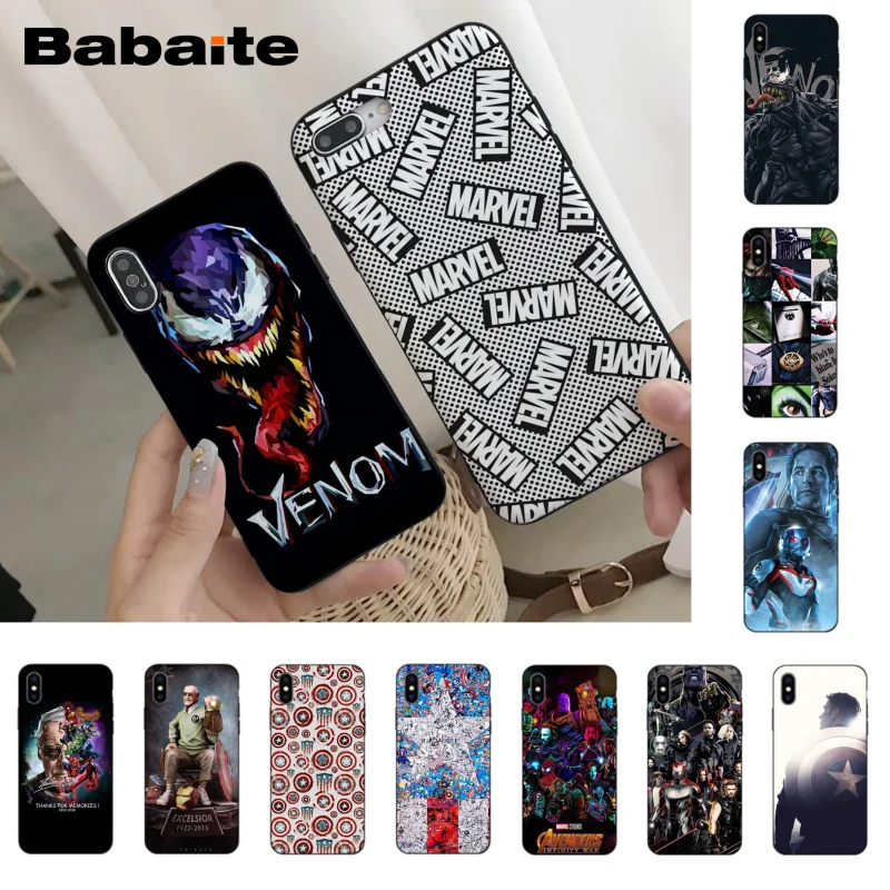 Babaite Marvel Superman Venom Shield Spiderman Original black tpu Phone case cover for iPhone 6S 6plus 7 8Plus X Xs Xr XsMax 5
Babaite Marvel Superman Venom Shield Spiderman Original black tpu Phone case cover for iPhone 6S 6plus 7 8Plus X Xs Xr XsMax 5
