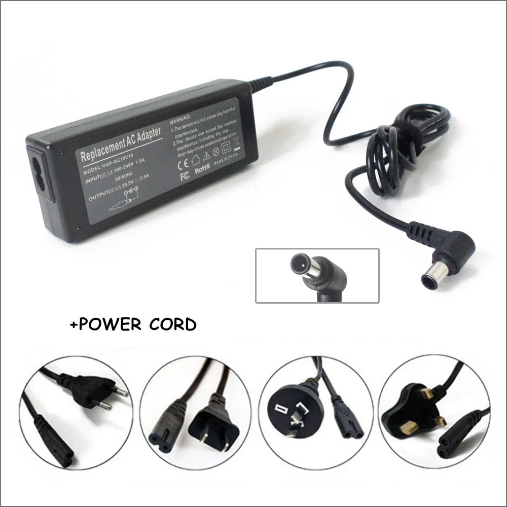 AC Adapter Charger For Ordenador Portatil Sony 19.5V 3.9A 76W VGP-AC19V37 AC19V33 VGN-NW265F PCG-394L VGN-FZ150E/B
AC Adapter Charger For Ordenador Portatil Sony 19.5V 3.9A 76W VGP-AC19V37 AC19V33 VGN-NW265F PCG-394L VGN-FZ150E/B