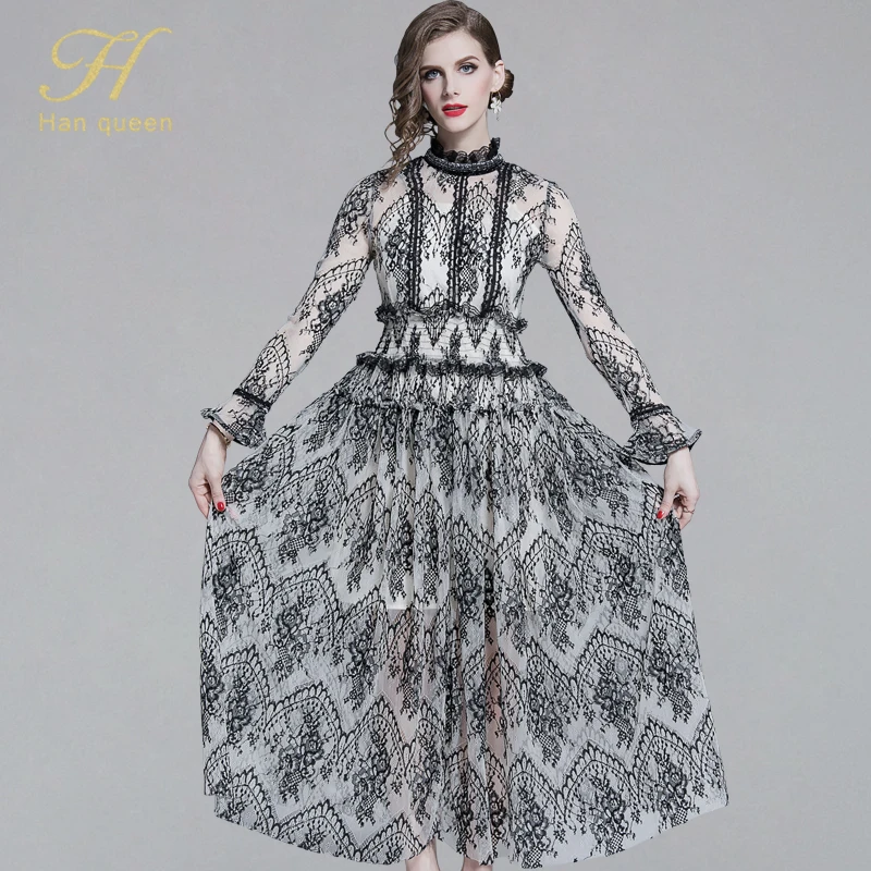 H Han Queen Summer Mesh Dresses Sexy Slim Elastic Waist Long Lace Dress Women Work Casual Elegant Party Vintage Maxi Vestidos
H Han Queen Summer Mesh Dresses Sexy Slim Elastic Waist Long Lace Dress Women Work Casual Elegant Party Vintage Maxi Vestidos