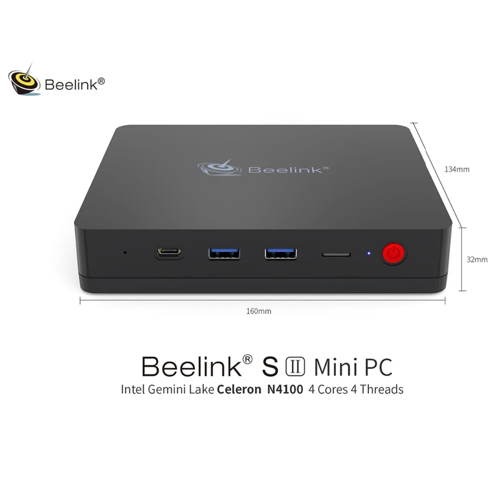 

Beelink S2 Mini PC Windows 10 4GB DDR4 RAM 64GB ROM Intel Gemini Lake N4100 with Microphone Cortana Extended HDD SSD PK Z83 II