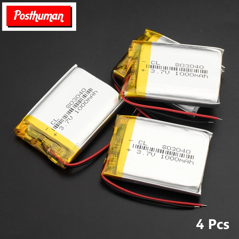 803040 3.7V 1000mAh Battery li-ion cells Lithium Li-Po Polymer Rechargeable Battery For Bluetooth speaker PDA Tachograph toys
803040 3.7V 1000mAh Battery li-ion cells Lithium Li-Po Polymer Rechargeable Battery For Bluetooth speaker PDA Tachograph toys