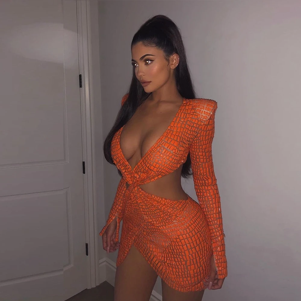 New Sexy Summer Women Dress 2019 Long Sleeve PU Deep V Neck Patchwork Orange Mini Clubwear Party Celebrity Vestidos Festa
New Sexy Summer Women Dress 2019 Long Sleeve PU Deep V Neck Patchwork Orange Mini Clubwear Party Celebrity Vestidos Festa