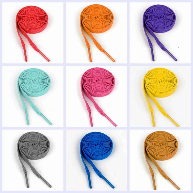 

E-LOV Colorful Flat Canvas Shoelaces Cheap Price Adult Young Fashion Casual Shoes Laces Rainbow Color Shoe Strings