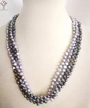 60cm 24inch Women fashion Jewelry 4 Rows necklace natural pearl 6x7mm gray black colors baroque freshwater pearl
60cm 24inch Women fashion Jewelry 4 Rows necklace natural pearl 6x7mm gray black colors baroque freshwater pearl