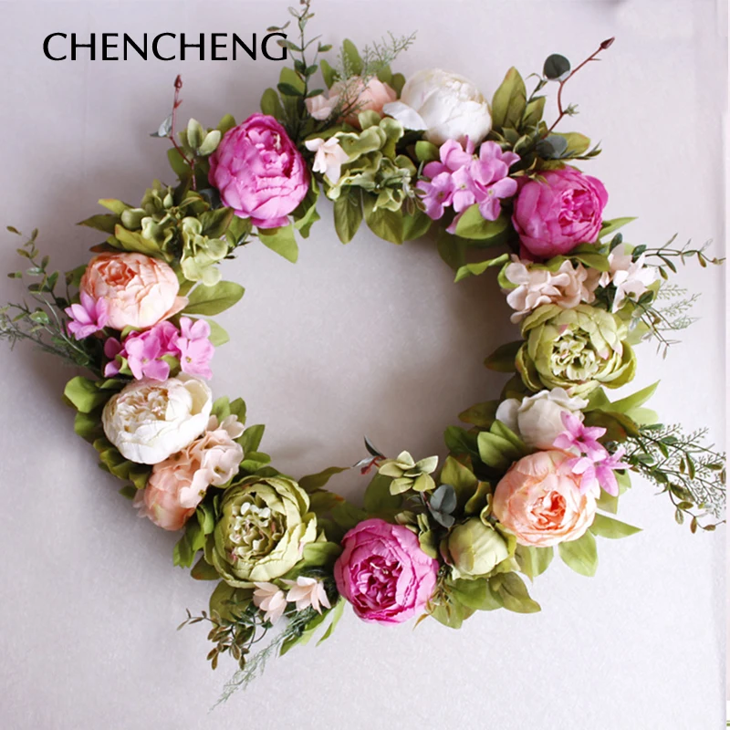 40CM Diameter Wreath Artificial Flower Decorated Wedding Garland Anadem Home decoration Party annular peony
40CM Diameter Wreath Artificial Flower Decorated Wedding Garland Anadem Home decoration Party annular peony