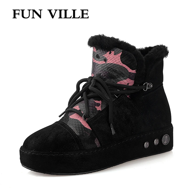 FUN VILLE winter New Fashion Women Ankle boots Kid suede special material Snow Boots Black Warm Wool Women Flats Platform shoes
FUN VILLE winter New Fashion Women Ankle boots Kid suede special material Snow Boots Black Warm Wool Women Flats Platform shoes